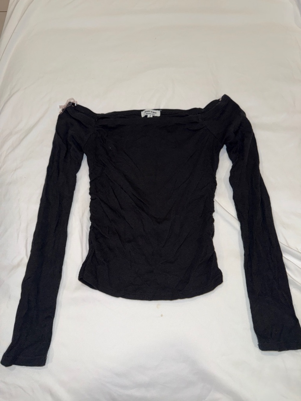Heart Hips Black Off-Shoulder Long Sleeve Top